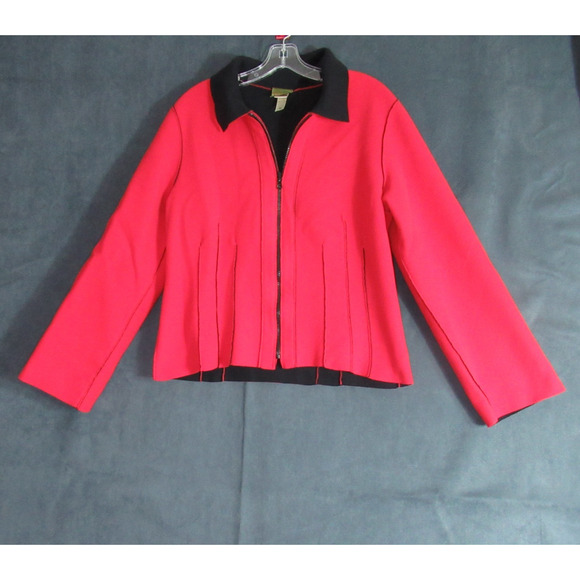 Vintage Maralyce Ferree Jacket Women Medium Red Black Reversible Ribbed Designer - Picture 1 of 7